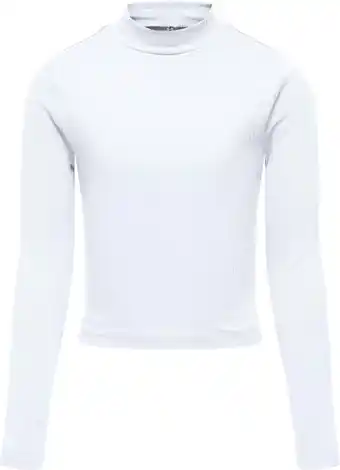 Bol.com ONLY KOGLINEA LIFE L/S SHORT TOP JRS Meisjes T-shirt - Bright White - Maat 122/128 aanbieding