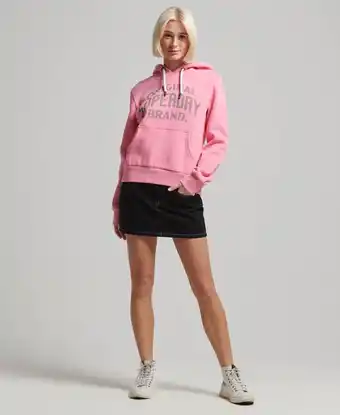 Bol.com Superdry Archive Script Graphic Hoodie Dames Trui - Sugar Pink - Maat S aanbieding