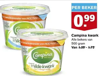 Hoogvliet Campina kwark 500g aanbieding