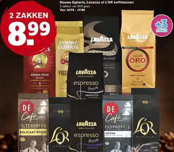 Hoogvliet Douwe Egberts, Lavazza of L'OR koffiebonen 500g aanbieding