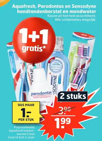 Trekpleister Aquafresh, parodontax en sensodyne handtandenborstel en mondwater aanbieding