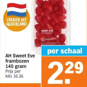 Albert Heijn AH sweet eve frambozen 140 gram aanbieding