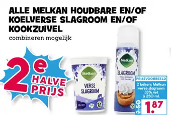 Boon`s Markt Melkan houdbare of koelverse slagroom of kookzuivel 2st aanbieding