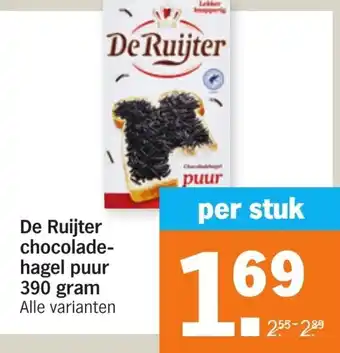 Albert Heijn De ruijter chocoladehagel puur 390 gram aanbieding