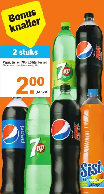 Albert Heijn Pepsi, sisi en 7up 1,5 literflessen aanbieding