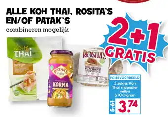 Boon`s Markt Koh Thai, Rosita's of Patak's 2+1 aanbieding