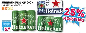 Boon`s Markt Heineken pils of 0.0% 6*330ml/6*500ml aanbieding