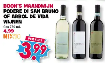 Boon`s Markt Podere di San Bruno of Arbol De Vida wijnen 750ml aanbieding