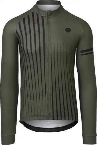 Bol.com AGU Faded Stripe Fietsshirt Lange Mouwen Essential Heren - Army Green - Maat S aanbieding