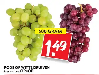 Dekamarkt Witte of rode druiven 500g aanbieding