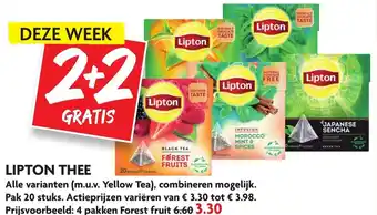 Dekamarkt Lipton thee 2+2 aanbieding