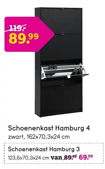 Leen Bakker Schoenenkast Hamburg 4 162*70.3*24 cm aanbieding