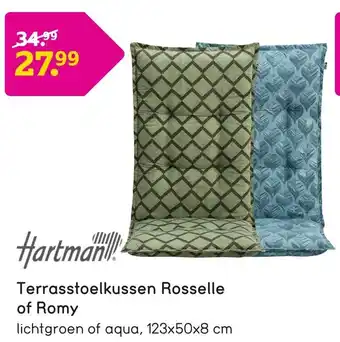 Leen Bakker Hartman Terrasstoelkussen Rosselle of Romy 123*50*8 cm aanbieding