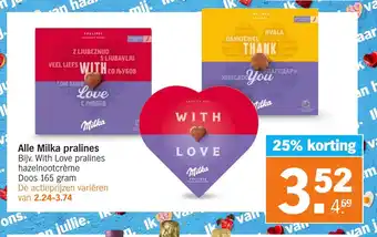 Albert Heijn Alle Milka pralines  165 gram aanbieding