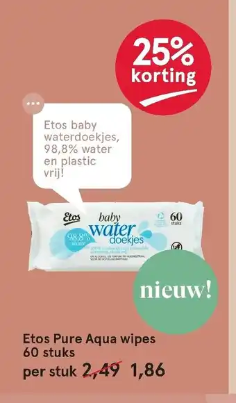 Etos Etos Pure Aqua Wipes 60 stuks aanbieding