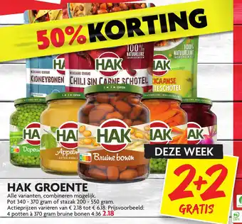 Dekamarkt Hak Groente 2+2 aanbieding