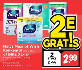 Vomar Voordeelmarkt Nalys Maxi of Wish keukenrol of Blitz XL-rol 2st aanbieding