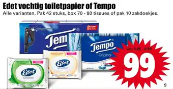 Dirk Edet vochtig toiletpapier of Tempo aanbieding