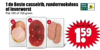 Dirk 1 de Beste casselrib, runderrookvlees of levelworst 100-150g aanbieding