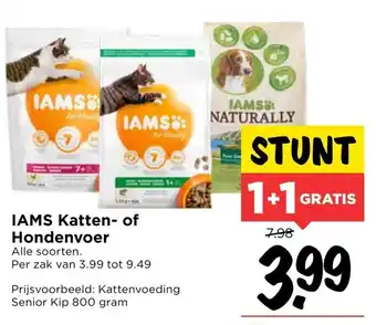 Vomar Voordeelmarkt Iams Katten- of hondenvoer 1+1 aanbieding