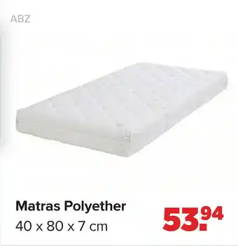 Baby-Dump Matras Polyether 40 x 80 x 7cm aanbieding