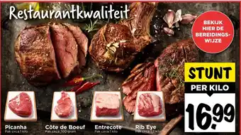 Vomar Voordeelmarkt Picanha, Cote de Boeuf, Entrecote, Rib Eye 1kg aanbieding