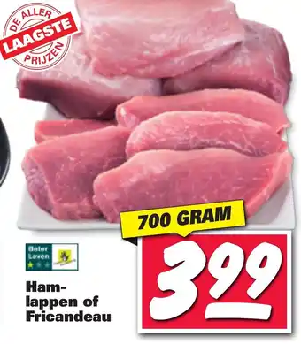 Nettorama Ham-lappen of fricandeau 700g aanbieding