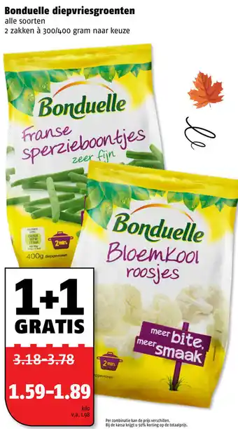 Poiesz Bonduelle diepvriesgroenten 300/400g aanbieding