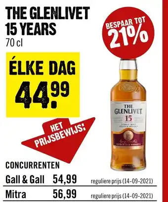 Dirck 3 The Glenlivet 15 years Single malt 700ml aanbieding