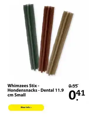 Boerenbond Whimzees Stix - Hondensnacks - Dental 11.9 cm Small aanbieding