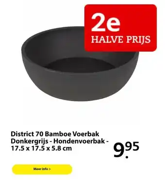 Boerenbond District 70 Bamboe Voerbak Donkergrijs - Hondenvoerbak - 17.5 x 17.5 x 5.8 cm aanbieding