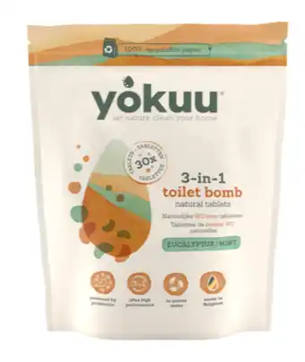 De Online Drogist Yokuu 3-in-1 Toilet Bom Eucalyptus & Munt 30ST aanbieding