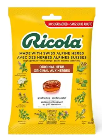 De Online Drogist Ricola Original Herbs Suikervrij Zak 75GR aanbieding