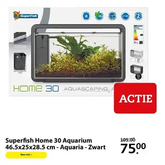 Boerenbond Superfish Home 30 Aquarium 46.5x25x28.5 cm - Aquaria - Zwart aanbieding