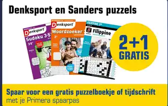 Primera Denksport en Sanders puzzels 2+1 aanbieding