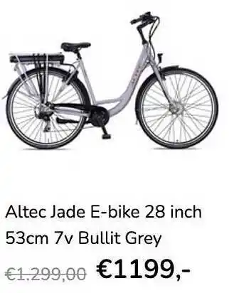 Ado Bike Altec Jade E-Bike 28 Inch 53cm 7V Bullit Grey aanbieding