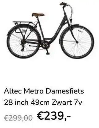 Ado Bike Altec Metro Damesfiets 28 Inch 49cm Zwart 7v aanbieding