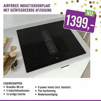 Keukendepot Airforce Inductiekookplaat Met Geïntegreerde Afzuiging aanbieding