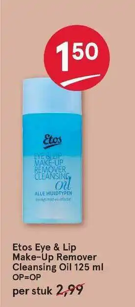 Etos Etos Eye & Lip Make-up Remover Cleansing Oil aanbieding