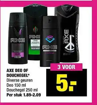 Big Bazar Axe Deo Of Douchegel 150ml aanbieding