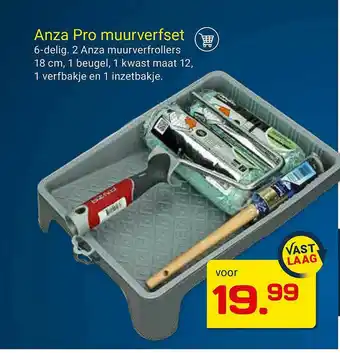 Kluswijs Anza Pro Muurverfset 6-Delig : 2 Anza Muurverfrollers, 1 Beugel, 1 Kwast, 1 Verfbakje En 1 Inzetbakje aanbieding