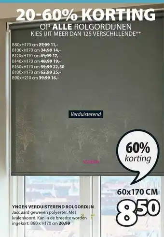 Jysk Yngen Verduisterend Rolgordijn 60% Korting aanbieding