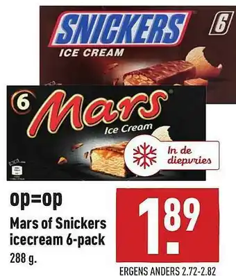 ALDI Mars Of Snickers Icecream 6-Pack 288g aanbieding