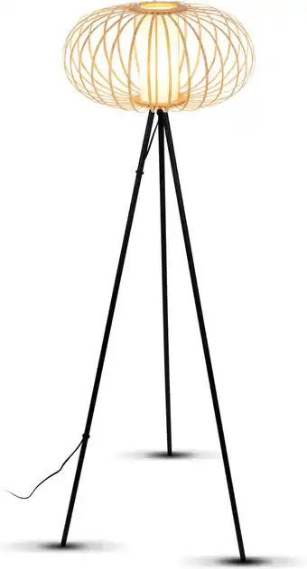 Bol.com BRILONER - ROTTI - Staande lamp, 153 cm, 1x E27, max. 10W, houtkleurig aanbieding