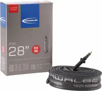 Bol.com Schwalbe Binnenband SV20 - 28 inch - 27/28 X 0.75/1.00 inch - 18/25-622 - 40 mm - Frans / Presta / Sclaverand - Butyl rubber  aanbieding