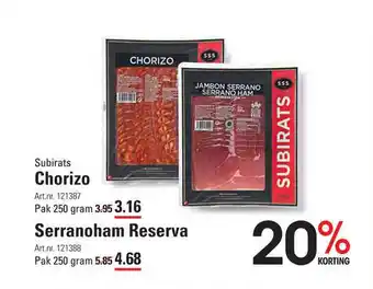 Sligro Chorizo En Serranoham Reserva 250g aanbieding