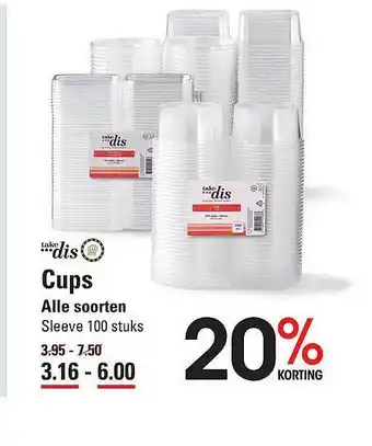 Sligro Take Dis Cups 20% Korting aanbieding