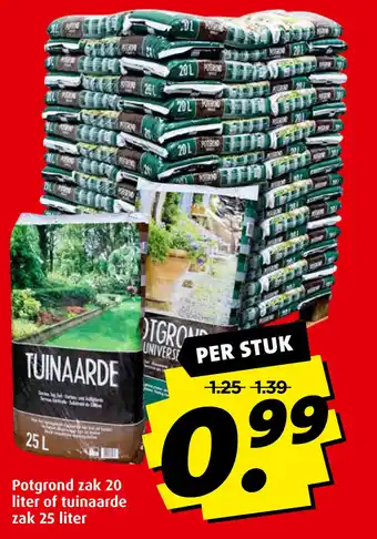 Boni Potgrond zak 20 liter of tuinaarde zak 25 liter aanbieding