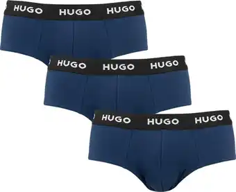 Bol.com HUGO hipster briefs (3-pack) - heren slips - blauw - Maat: XL aanbieding