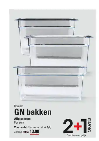 Sligro Cambro GN Bakken 2+1 Gratis aanbieding